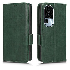 Funda de Cuero Cartera con Soporte Carcasa C02X para Oppo Reno10 Pro+ Plus 5G Verde