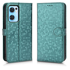 Funda de Cuero Cartera con Soporte Carcasa C02X para Oppo Reno7 5G Verde