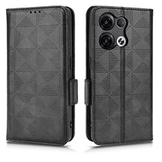 Funda de Cuero Cartera con Soporte Carcasa C02X para Oppo Reno8 Pro+ Plus 5G Negro