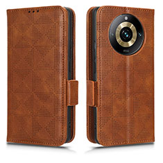 Funda de Cuero Cartera con Soporte Carcasa C02X para Realme 11 Pro 5G Marron