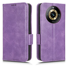 Funda de Cuero Cartera con Soporte Carcasa C02X para Realme 11 Pro 5G Morado