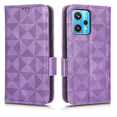 Funda de Cuero Cartera con Soporte Carcasa C02X para Realme 9 4G Morado