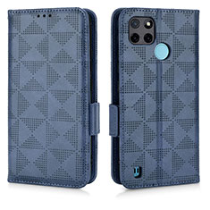 Funda de Cuero Cartera con Soporte Carcasa C02X para Realme C21Y Azul