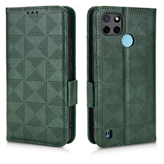 Funda de Cuero Cartera con Soporte Carcasa C02X para Realme C21Y Verde