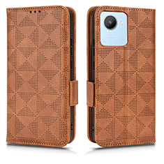 Funda de Cuero Cartera con Soporte Carcasa C02X para Realme C30 Marron