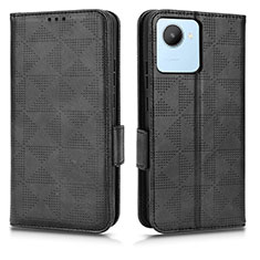 Funda de Cuero Cartera con Soporte Carcasa C02X para Realme C30 Negro