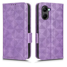 Funda de Cuero Cartera con Soporte Carcasa C02X para Realme C33 (2023) Morado