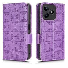 Funda de Cuero Cartera con Soporte Carcasa C02X para Realme C53 Morado