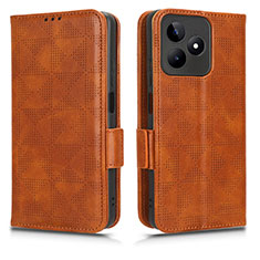 Funda de Cuero Cartera con Soporte Carcasa C02X para Realme C67 Marron