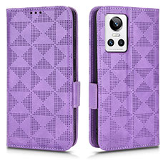 Funda de Cuero Cartera con Soporte Carcasa C02X para Realme GT Neo3 5G Morado