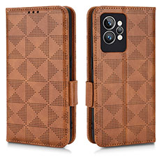 Funda de Cuero Cartera con Soporte Carcasa C02X para Realme GT2 Pro 5G Marron