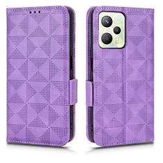 Funda de Cuero Cartera con Soporte Carcasa C02X para Realme Narzo 50A Prime Morado