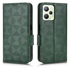 Funda de Cuero Cartera con Soporte Carcasa C02X para Realme Narzo 50A Prime Verde