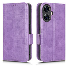 Funda de Cuero Cartera con Soporte Carcasa C02X para Realme Narzo N55 Morado