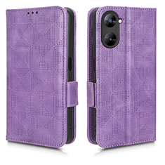 Funda de Cuero Cartera con Soporte Carcasa C02X para Realme V20 5G Morado