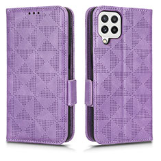 Funda de Cuero Cartera con Soporte Carcasa C02X para Samsung Galaxy A12 Nacho Morado