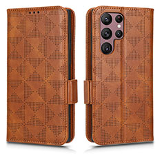 Funda de Cuero Cartera con Soporte Carcasa C02X para Samsung Galaxy S23 Ultra 5G Marron