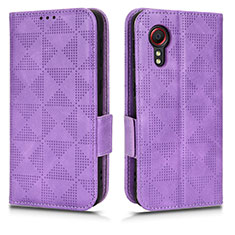 Funda de Cuero Cartera con Soporte Carcasa C02X para Samsung Galaxy XCover 5 SM-G525F Morado