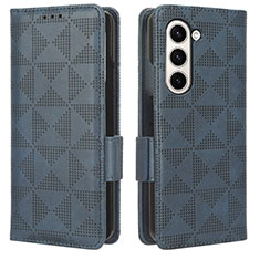 Funda de Cuero Cartera con Soporte Carcasa C02X para Samsung Galaxy Z Fold5 5G Azul