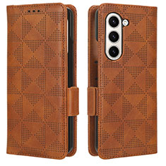 Funda de Cuero Cartera con Soporte Carcasa C02X para Samsung Galaxy Z Fold5 5G Marron