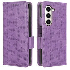 Funda de Cuero Cartera con Soporte Carcasa C02X para Samsung Galaxy Z Fold5 5G Morado