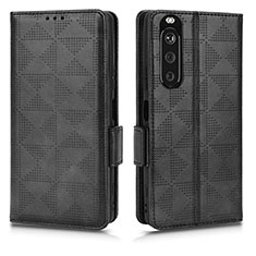 Funda de Cuero Cartera con Soporte Carcasa C02X para Sony Xperia 1 III Negro