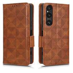 Funda de Cuero Cartera con Soporte Carcasa C02X para Sony Xperia 1 V Marron