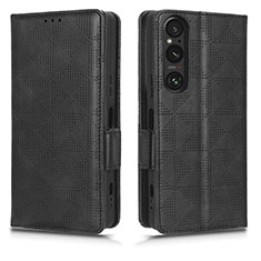 Funda de Cuero Cartera con Soporte Carcasa C02X para Sony Xperia 1 V Negro