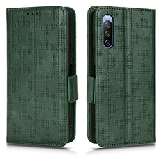 Funda de Cuero Cartera con Soporte Carcasa C02X para Sony Xperia 10 III Lite Verde