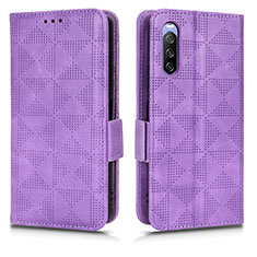 Funda de Cuero Cartera con Soporte Carcasa C02X para Sony Xperia 10 III Morado