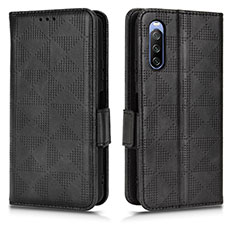 Funda de Cuero Cartera con Soporte Carcasa C02X para Sony Xperia 10 III Negro