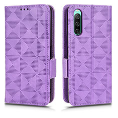 Funda de Cuero Cartera con Soporte Carcasa C02X para Sony Xperia 10 IV SO-52C Morado