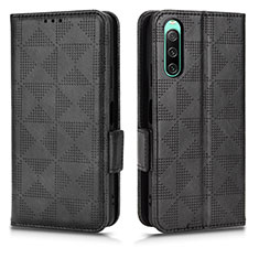 Funda de Cuero Cartera con Soporte Carcasa C02X para Sony Xperia 10 IV SO-52C Negro