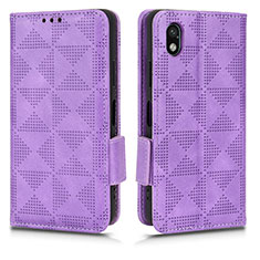 Funda de Cuero Cartera con Soporte Carcasa C02X para Sony Xperia Ace III SO-53C Morado