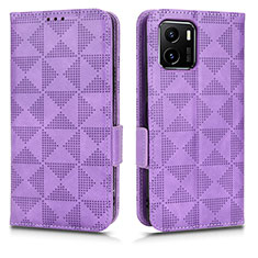 Funda de Cuero Cartera con Soporte Carcasa C02X para Vivo iQOO U5x Morado