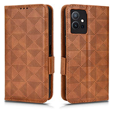 Funda de Cuero Cartera con Soporte Carcasa C02X para Vivo T1 5G India Marron