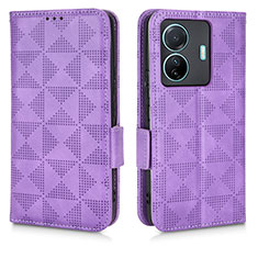 Funda de Cuero Cartera con Soporte Carcasa C02X para Vivo T1 5G Morado