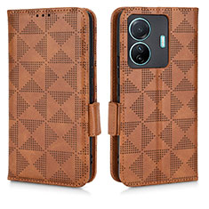 Funda de Cuero Cartera con Soporte Carcasa C02X para Vivo T1 Pro 5G Marron