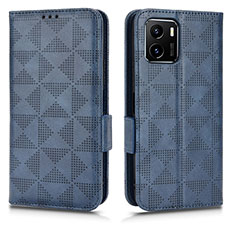 Funda de Cuero Cartera con Soporte Carcasa C02X para Vivo Y01A Azul