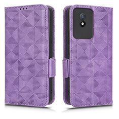 Funda de Cuero Cartera con Soporte Carcasa C02X para Vivo Y02 Morado