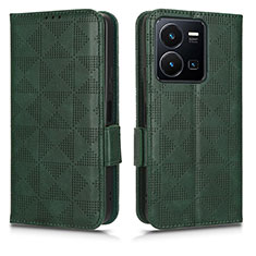 Funda de Cuero Cartera con Soporte Carcasa C02X para Vivo Y35 4G Verde