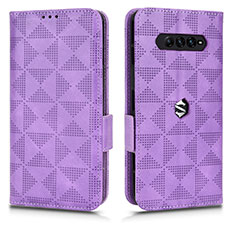 Funda de Cuero Cartera con Soporte Carcasa C02X para Xiaomi Black Shark 4 5G Morado