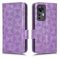 Funda de Cuero Cartera con Soporte Carcasa C02X para Xiaomi Mi 12T Pro 5G Morado