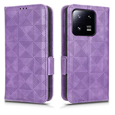 Funda de Cuero Cartera con Soporte Carcasa C02X para Xiaomi Mi 13 Pro 5G Morado