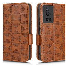 Funda de Cuero Cartera con Soporte Carcasa C02X para Xiaomi Poco F5 Pro 5G Marron