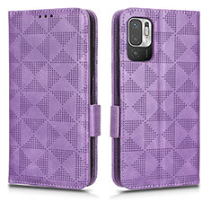 Funda de Cuero Cartera con Soporte Carcasa C02X para Xiaomi POCO M3 Pro 5G Morado