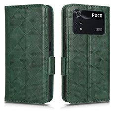 Funda de Cuero Cartera con Soporte Carcasa C02X para Xiaomi Poco M4 Pro 4G Verde