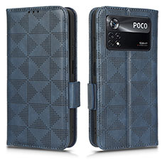 Funda de Cuero Cartera con Soporte Carcasa C02X para Xiaomi Poco X4 Pro 5G Azul