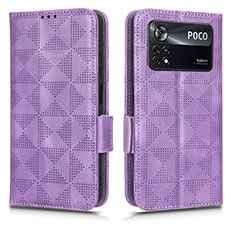 Funda de Cuero Cartera con Soporte Carcasa C02X para Xiaomi Poco X4 Pro 5G Morado