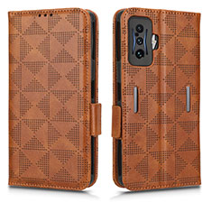 Funda de Cuero Cartera con Soporte Carcasa C02X para Xiaomi Redmi K50 Gaming 5G Marron